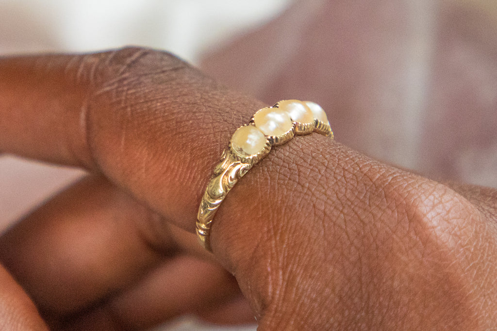 Georgian 18ct Gold Pearl Five Stone Ring