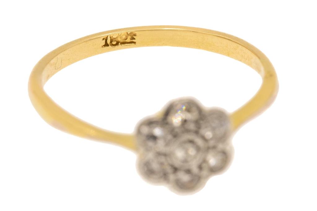 Edwardian 18ct Gold Diamond Flower Cluster Ring, 0.23ct