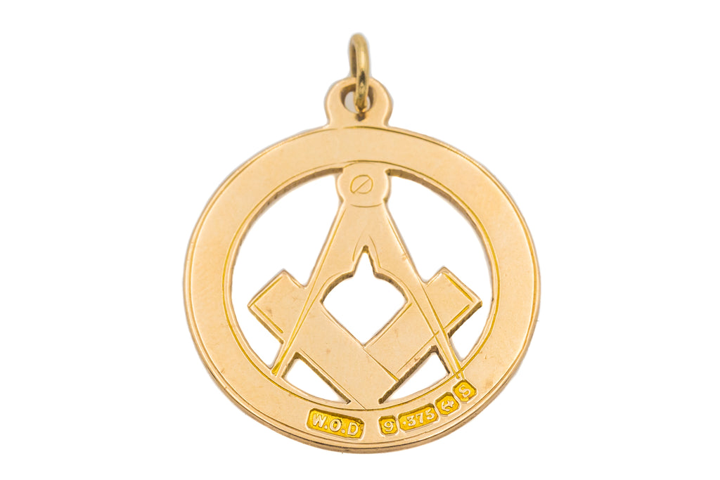 Antique 9ct Gold Masonic Compass Pendant