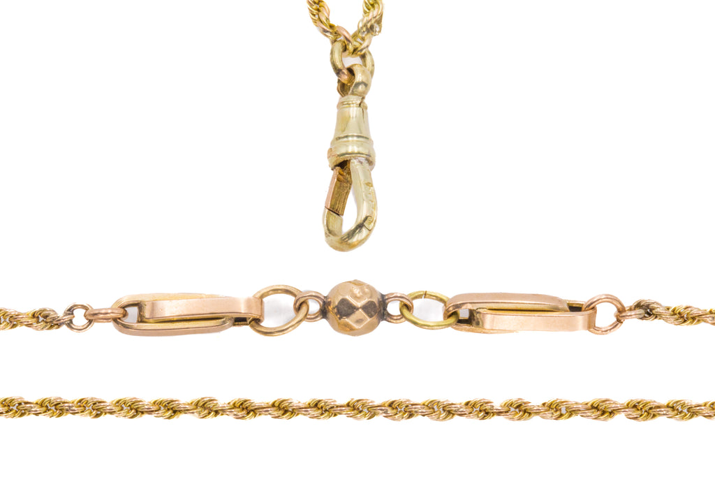 60" Antique 9ct Gold "Ball & Tether" Longuard Rope Chain, 25.2g