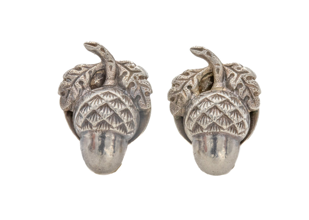 Antique Sterling Silver Acorn Stud Earrings