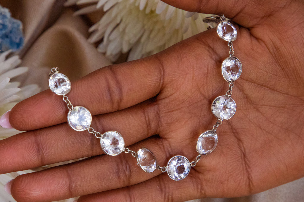 18" Art Deco Silver Rock Crystal Necklace, 35.25ct