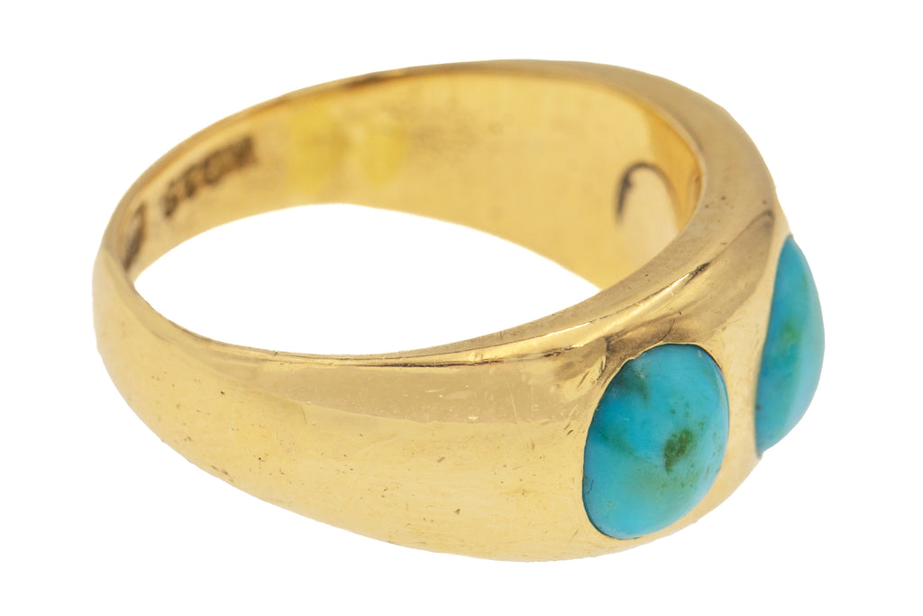 Antique Heavy 18ct Gold Turquoise Cabochon Ring