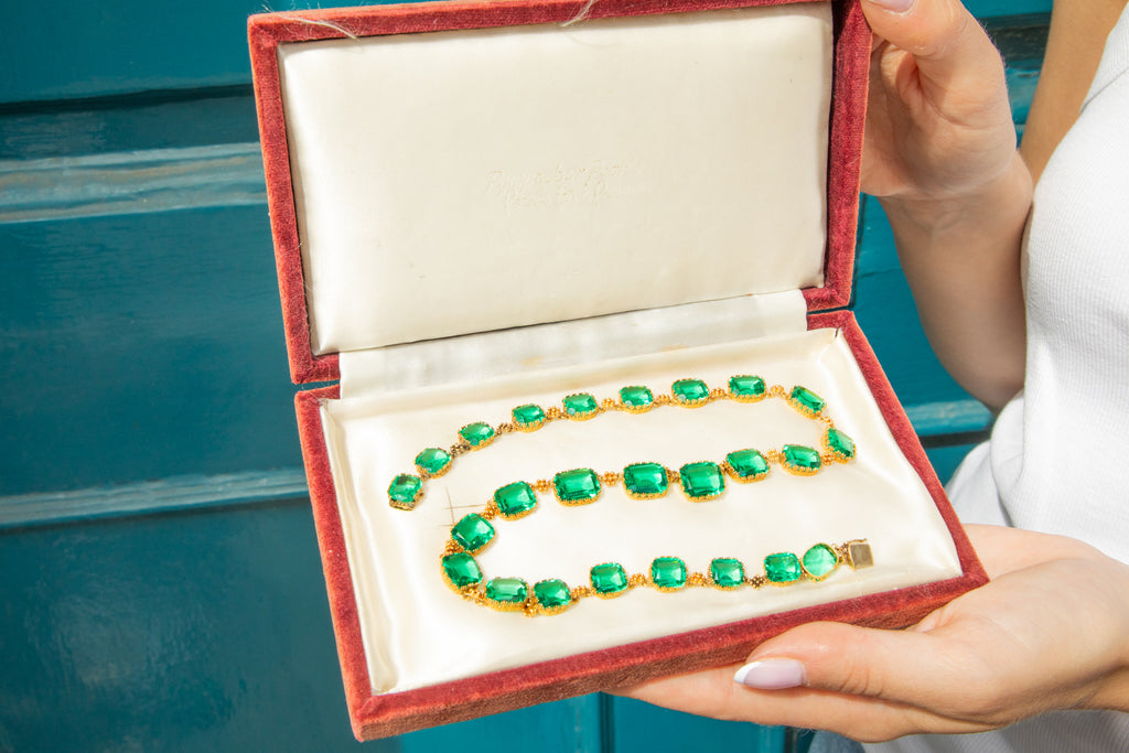 Georgian 18ct Gold Emerald Paste Riviere Necklace