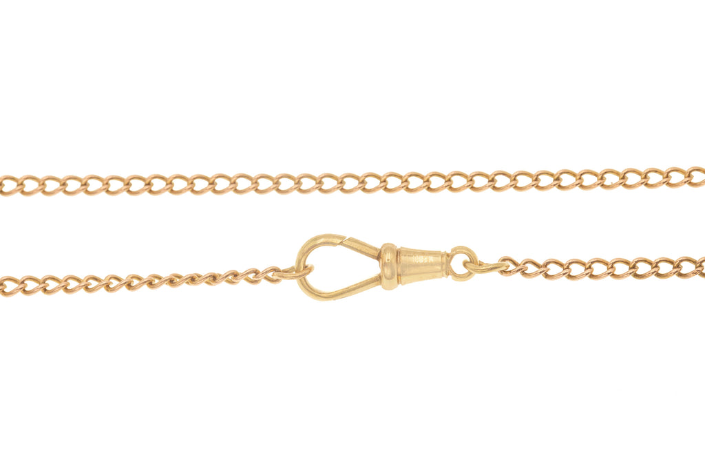 22" Antique 9ct Gold Curb Chain with Dog Clip (7.6g)