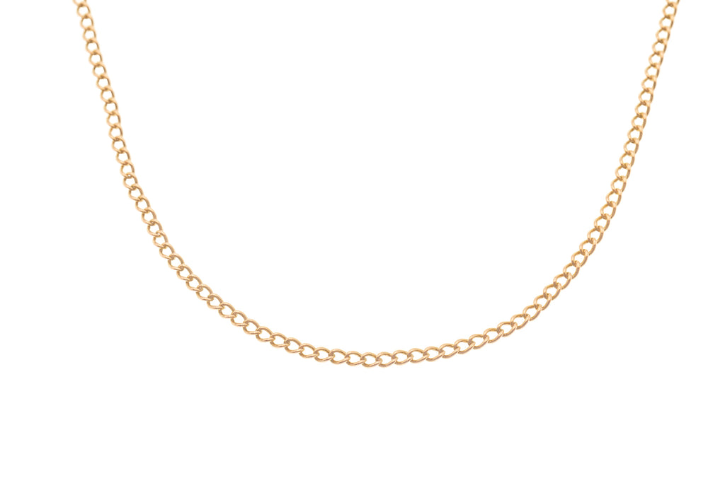 22" Antique 9ct Gold Curb Chain with Dog Clip (7.6g)