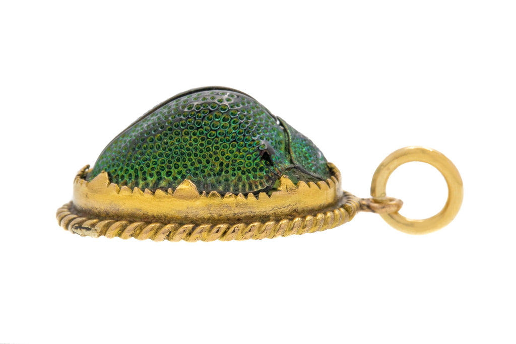 Antique Gilded Scarab Beetle Pendant