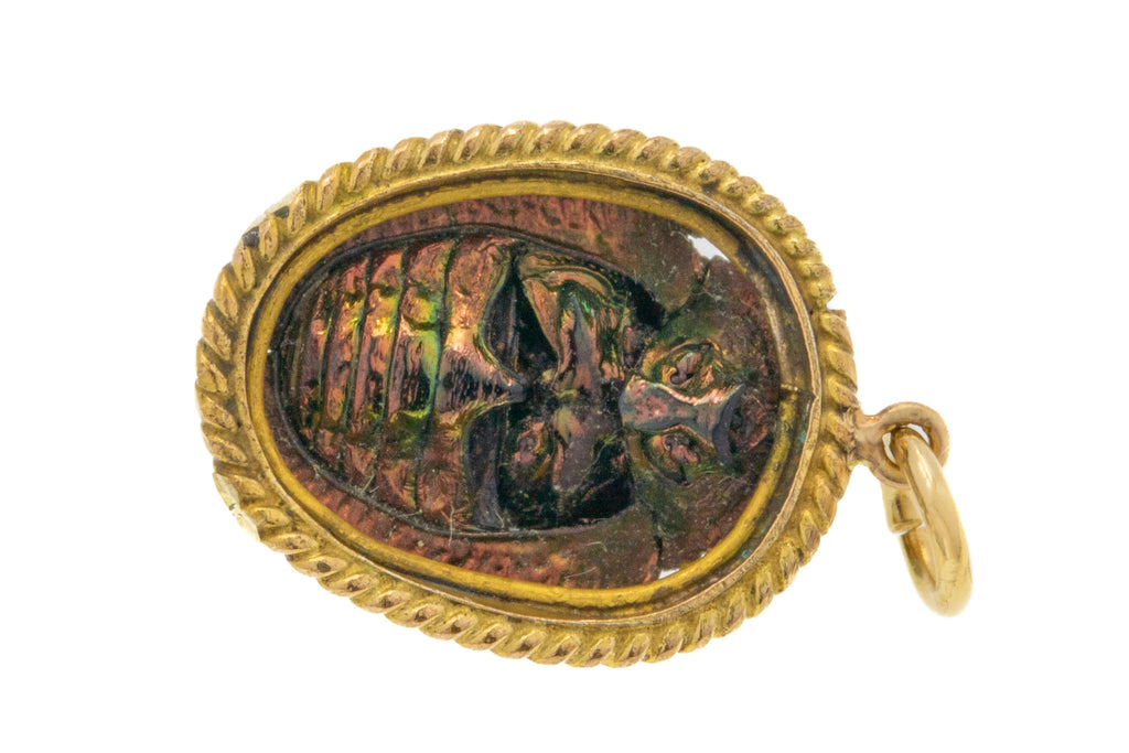 Antique Gilded Scarab Beetle Pendant