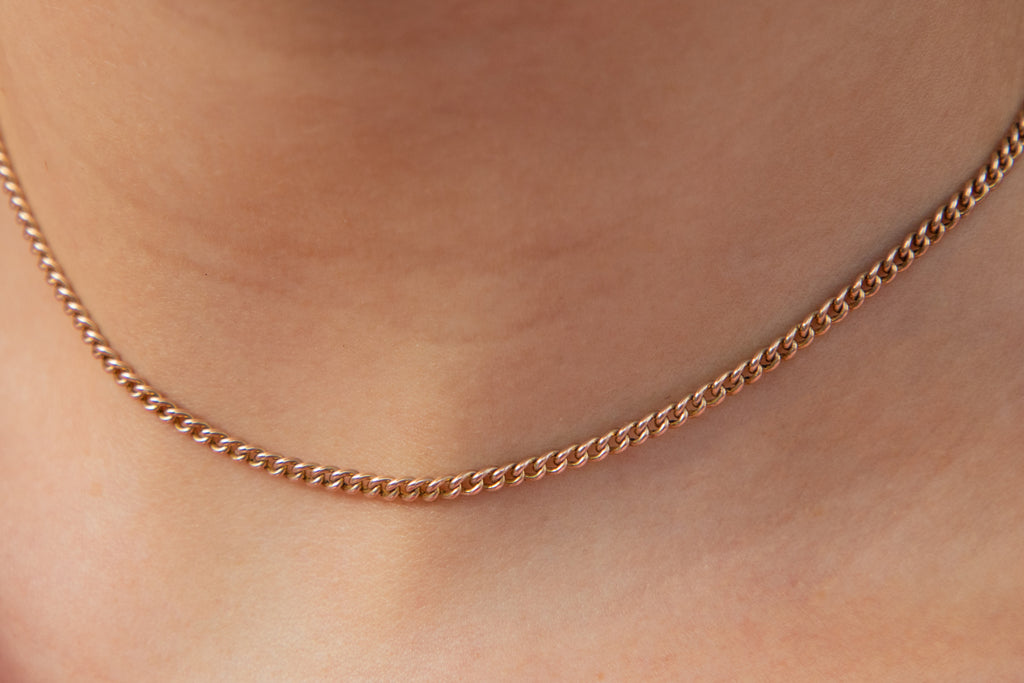 16.5" Victorian 9ct Rose Gold Curb Chain, 8.1g