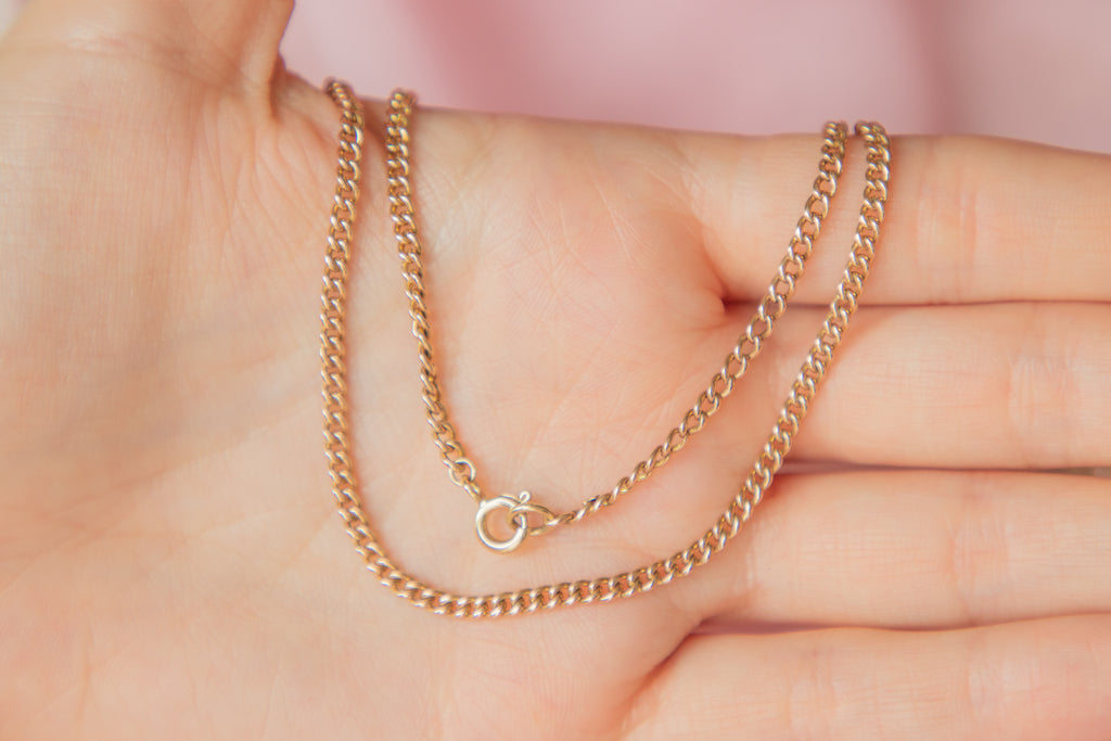 16.5" Victorian 9ct Rose Gold Curb Chain, 8.12g
