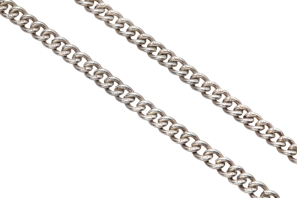 20" Antique Sterling Silver Curb Link Chain, 26.6g