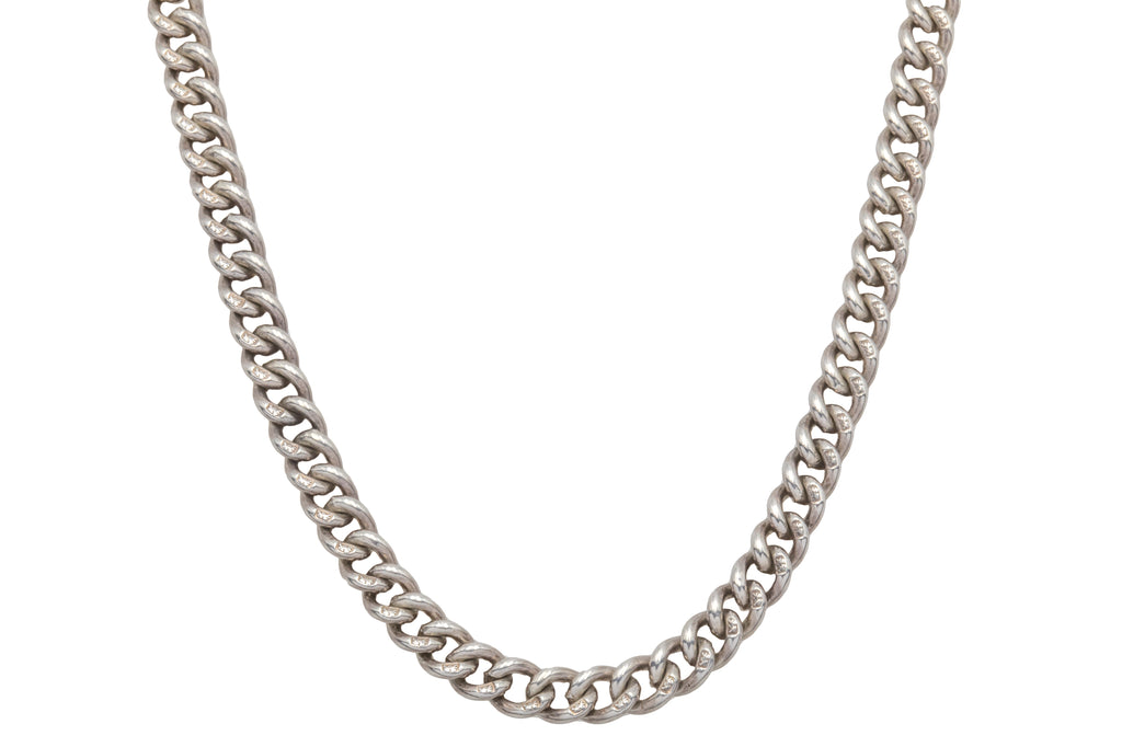 20" Antique Sterling Silver Curb Link Chain, 26.6g