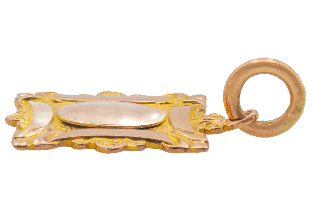 1920s 9ct Gold "Fleur De Lis" Rectangular Pendant, 4.2g