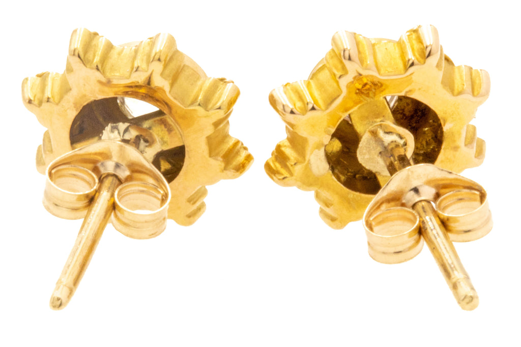 Victorian Etruscan Revival 18ct Gold Diamond Stud Earrings