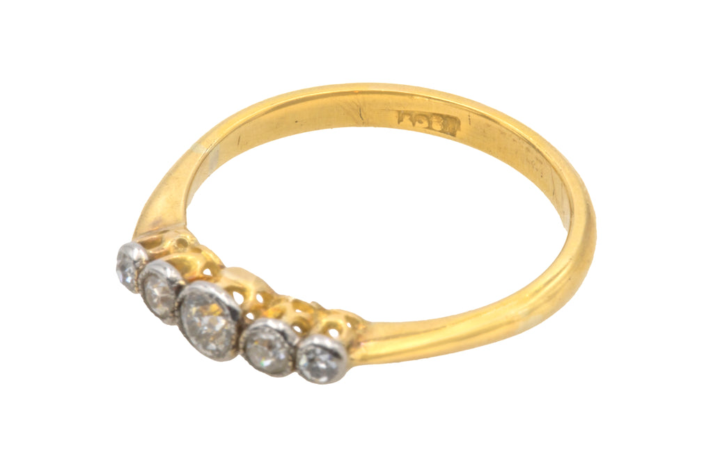 Antique 18ct Gold Diamond Five Stone Ring, 0.25ct