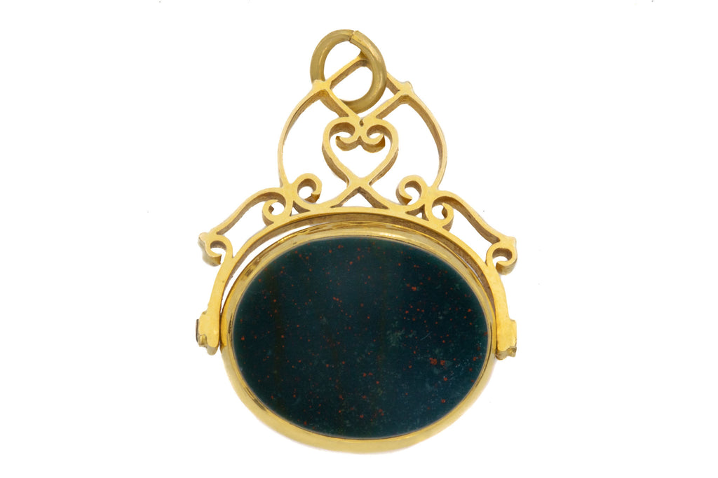 Antique 18ct Gold Bloodstone & Carnelian Spinner Fob