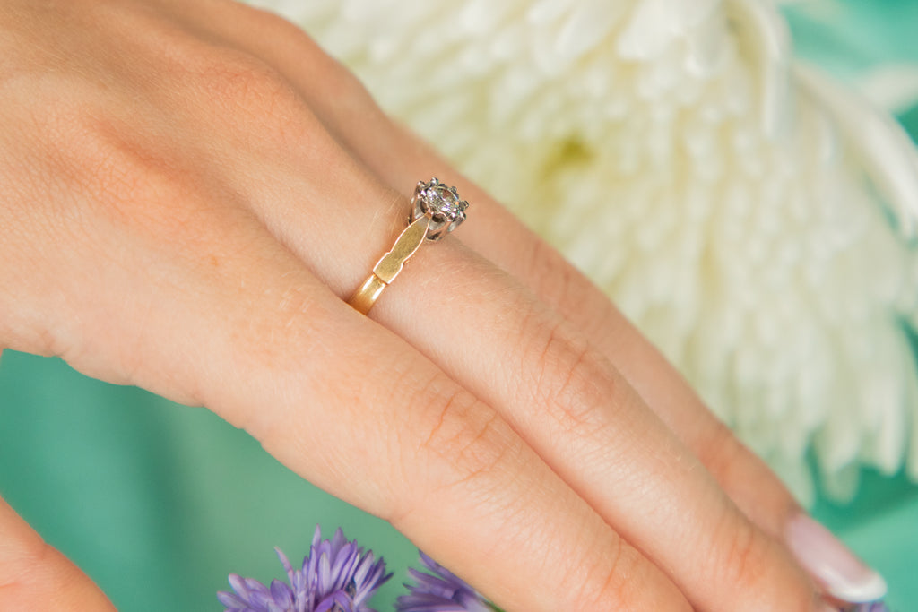 18ct Gold Illusion-Set Diamond Solitaire Engagement Ring, 0.20ct