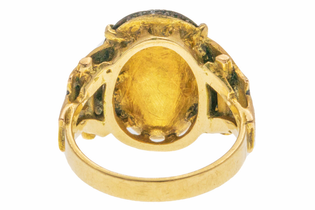 Victorian 18ct Gold Scarab Beetle Etruscan Revival Ring