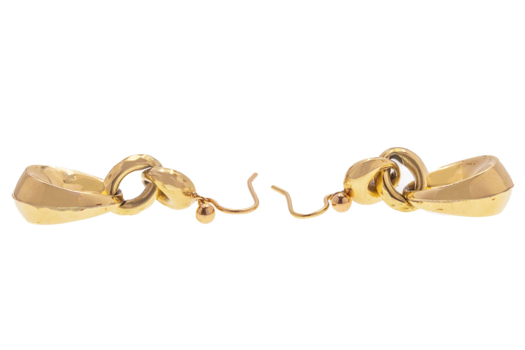 Antique 9ct Gold Hoop Drop Earrings