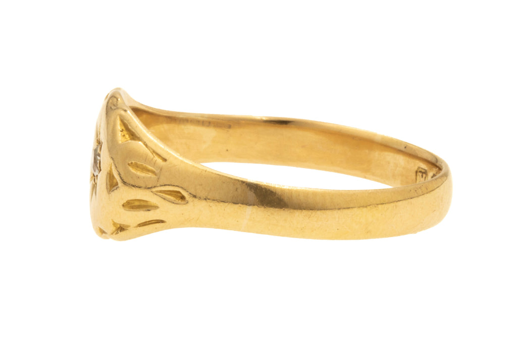 Edwardian 18ct Gold Diamond 'Gypsy' Signet Ring