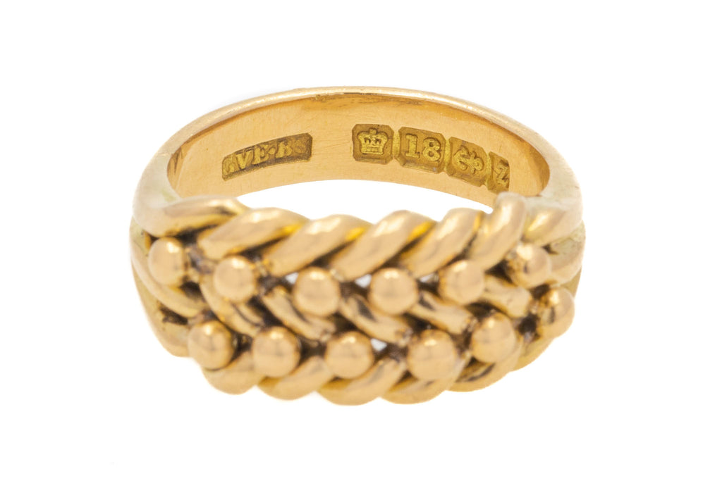 Antique 18ct Gold Keeper Ring, 8.8g