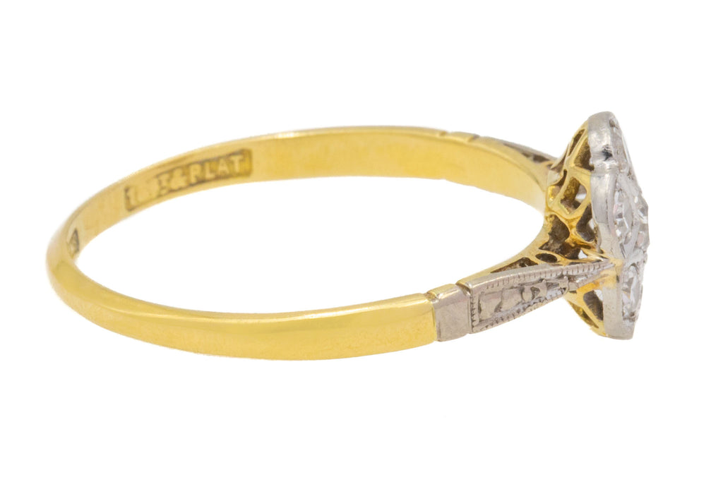 Edwardian 18ct Gold & Platinum Diamond Daisy Ring, 0.25ct