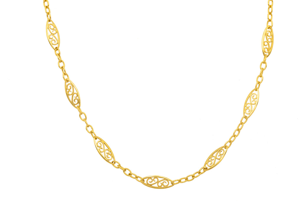 18" Antique 18ct Gold Fancy Link Chain, 6.7g