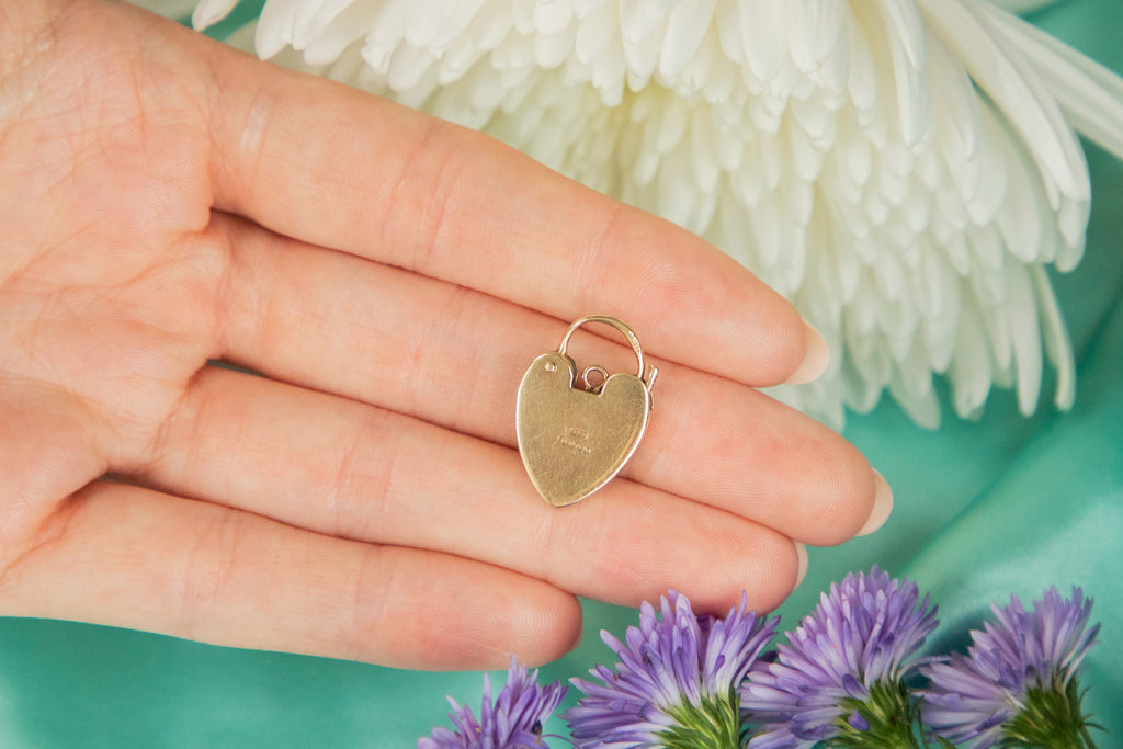 9ct Gold Engraved Heart Padlock Pendant