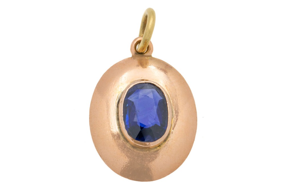 Antique 9ct Gold Natural Sapphire Charm, 0.60ct