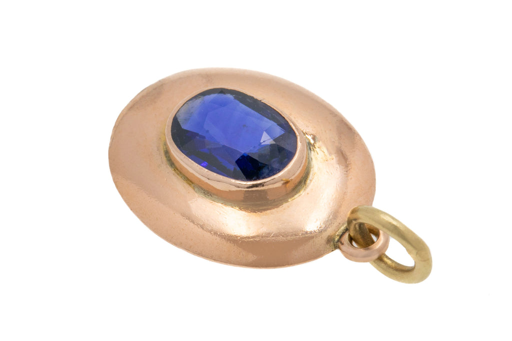 Antique 9ct Gold Natural Sapphire Charm, 0.60ct
