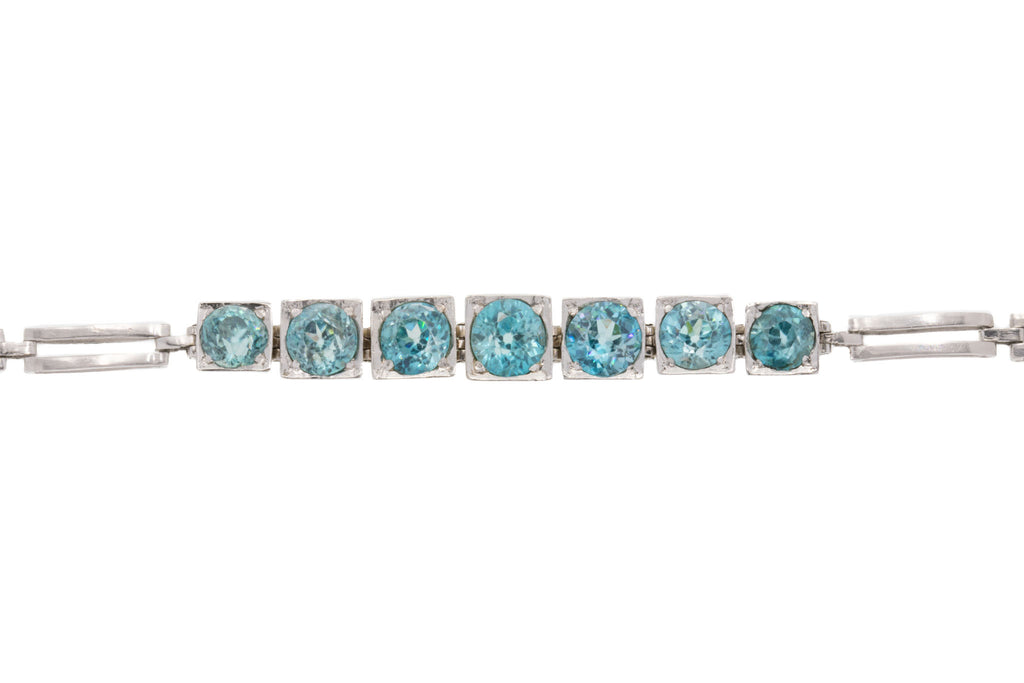 Art Deco Platinum Blue Zircon Bracelet, 11.20ct