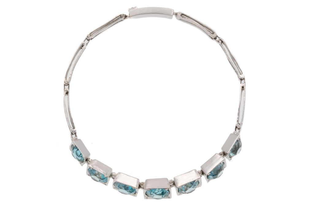 Art Deco Platinum Blue Zircon Bracelet, 11.20ct