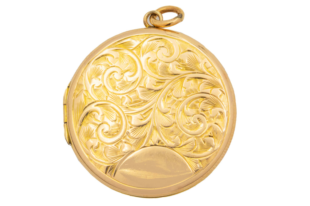 9ct Gold Round Engraved Locket