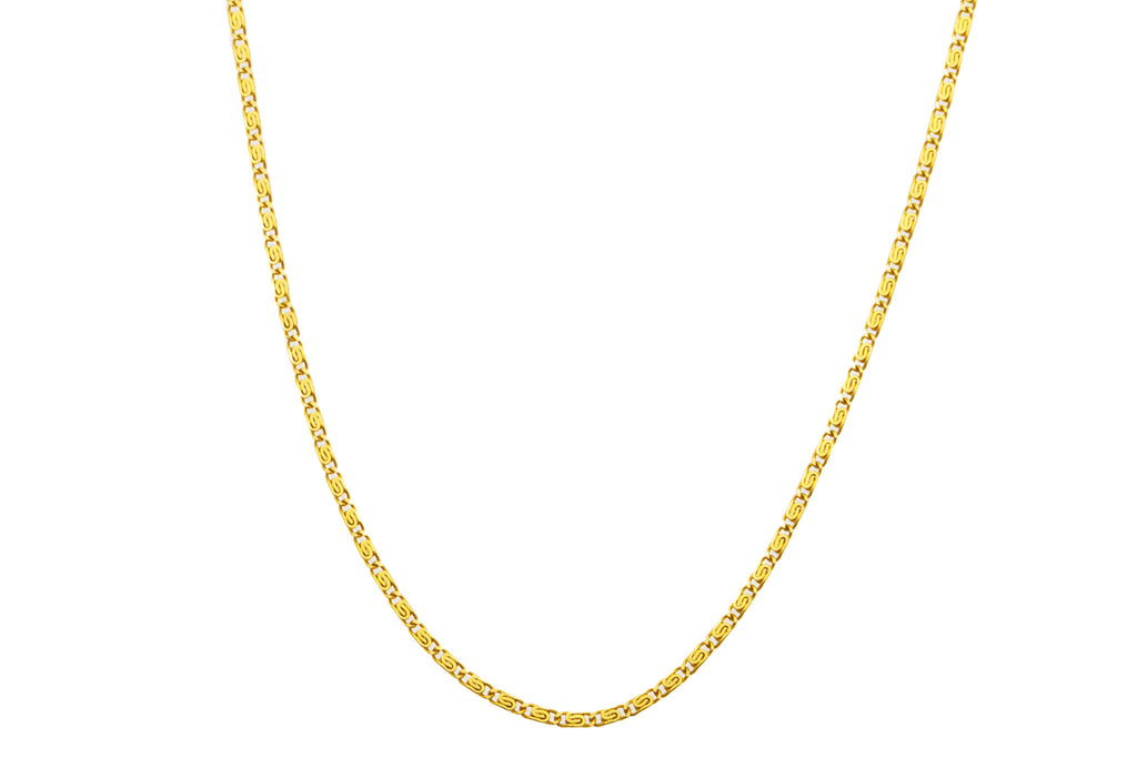 20" Antique 18ct Gold Skinny Scroll Link Chain, 4g