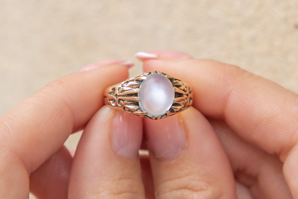Antique 9ct Gold Moonstone Solitaire Ring, 3.00ct