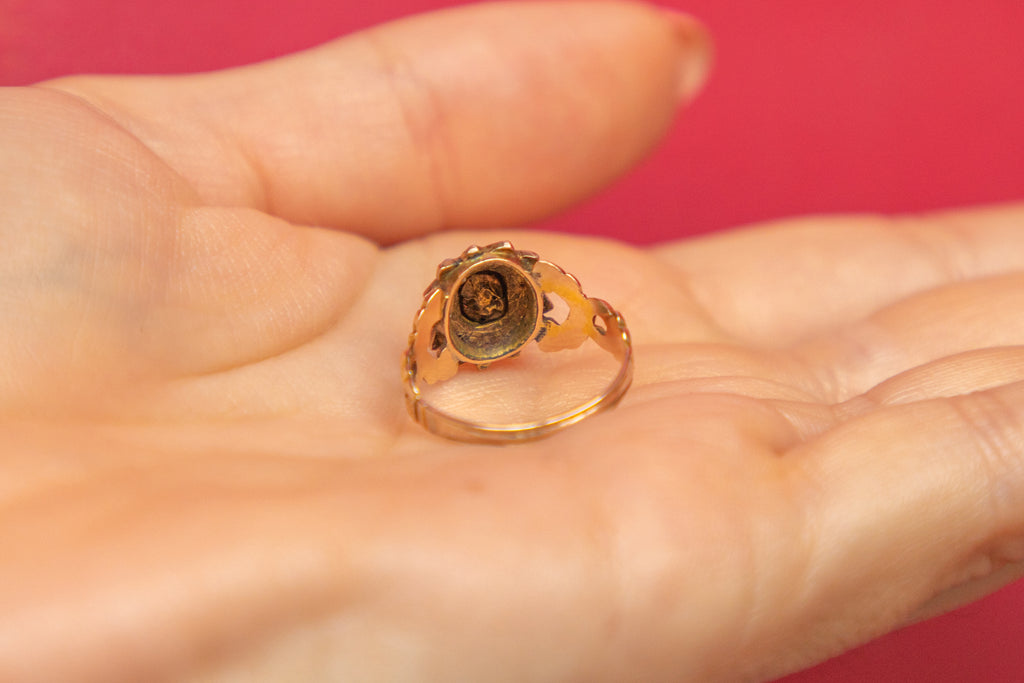 Antique 9ct Gold Garnet Pearl Ring