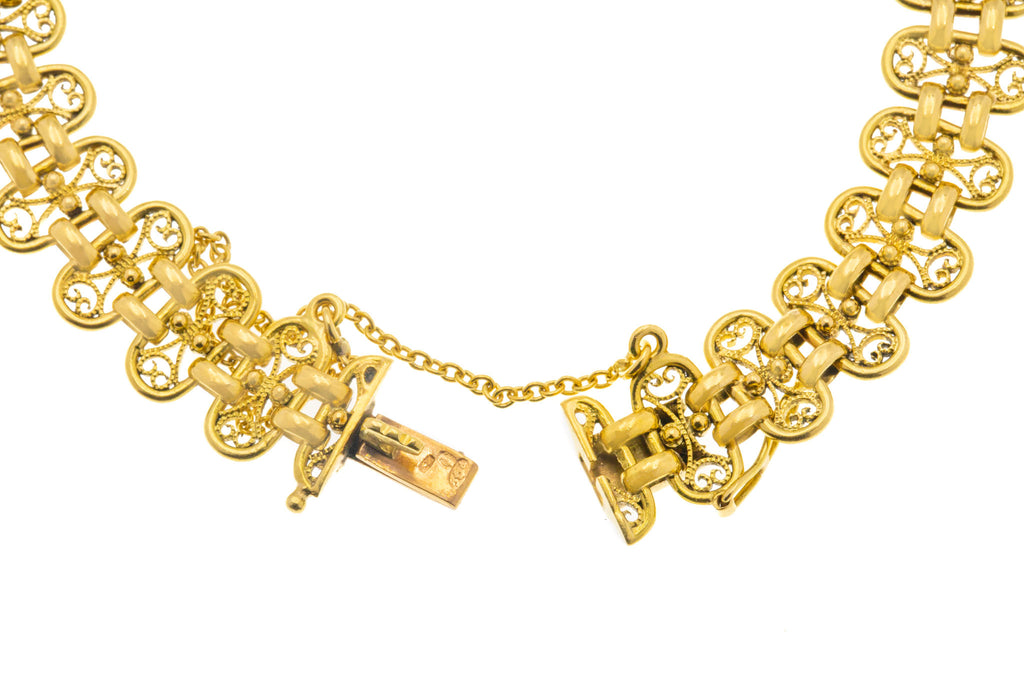 Antique French 18ct Gold Fancy Link Bracelet, 16g