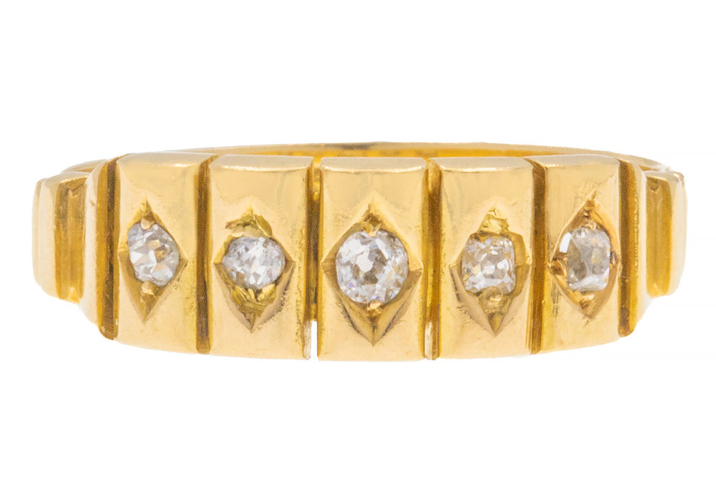 Antique 18ct Gold Five Stone Diamond Ring, c.1888