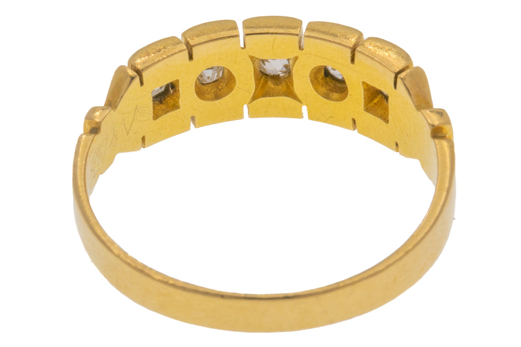 Antique 18ct Gold Five Stone Diamond Ring, c.1888