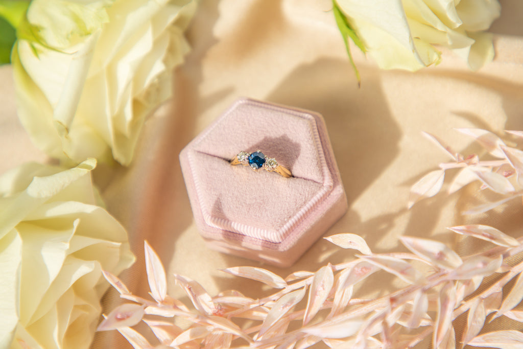 18ct Gold Sapphire Diamond Trilogy Ring, 0.60ct Sapphire