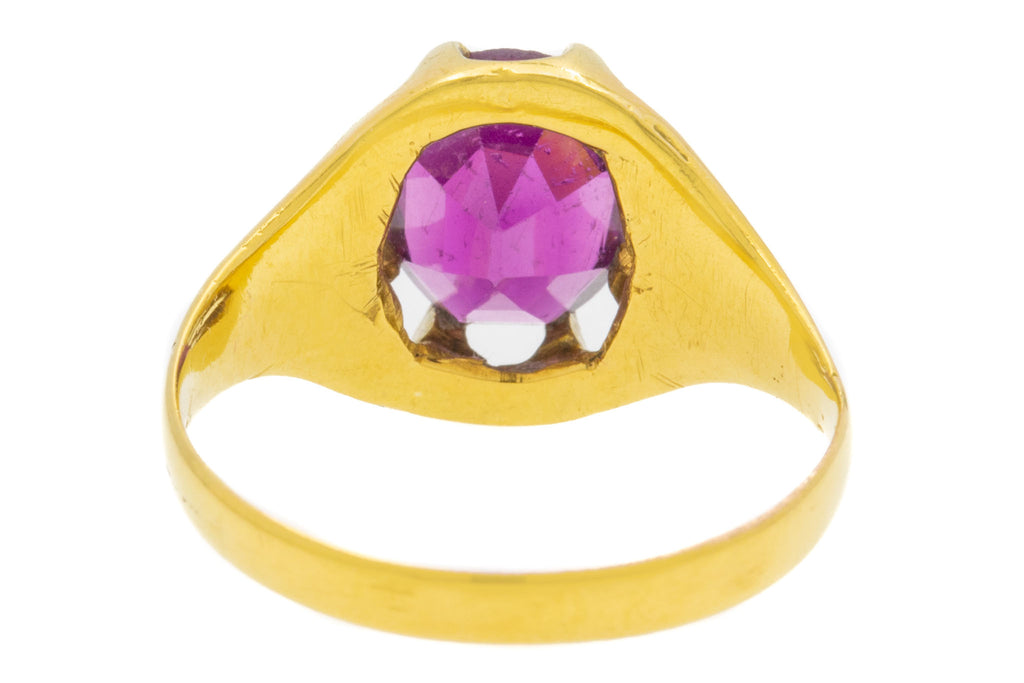 Antique 9ct Gold 'Buttercup' Setting Amethyst Ring