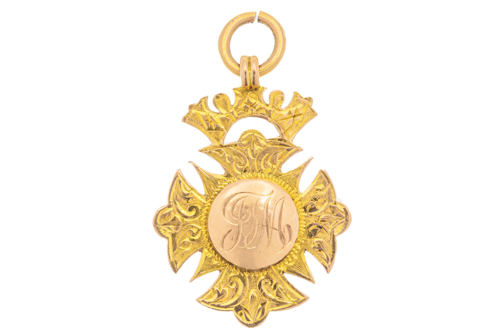 9ct Gold Engraved Medal Fob
