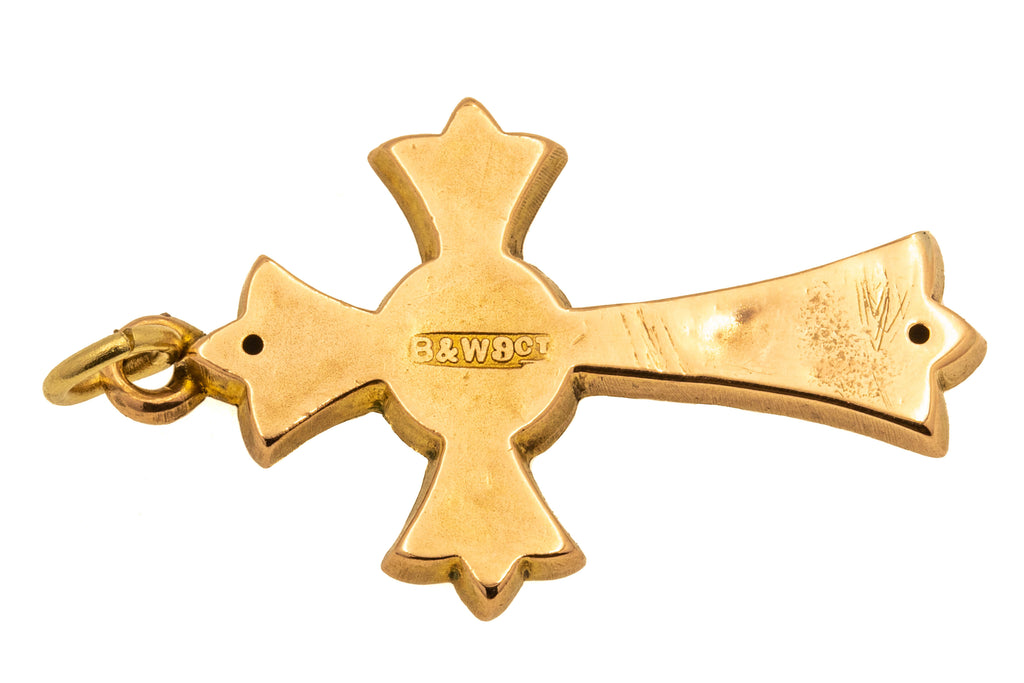 Antique 9ct Gold Fancy Celtic Cross Pendant