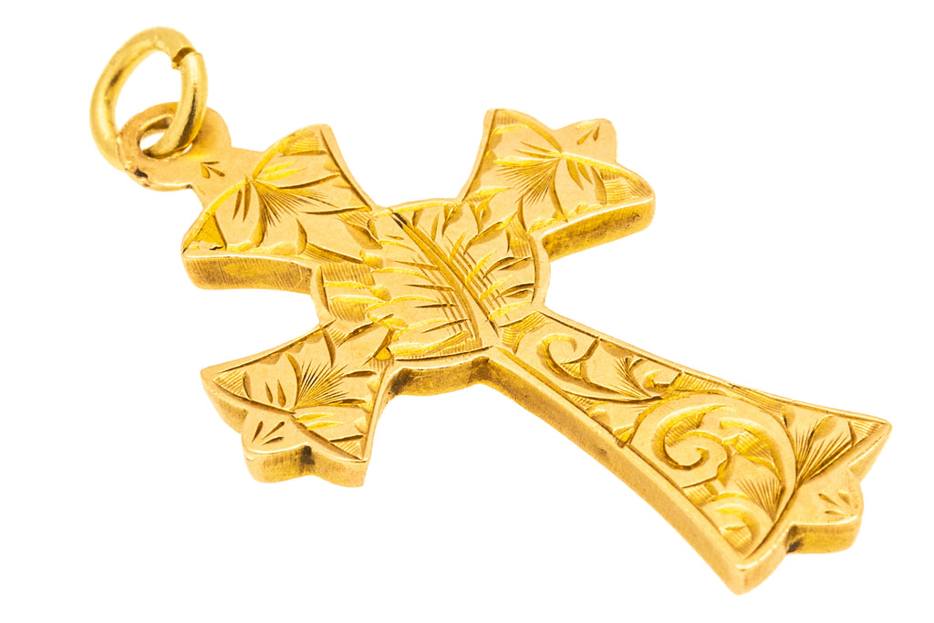 Antique 9ct Gold Fancy Celtic Cross Pendant