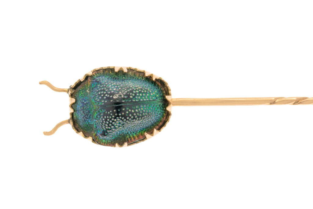 Antique 9ct Gold Scarab Beetle Stick Pin