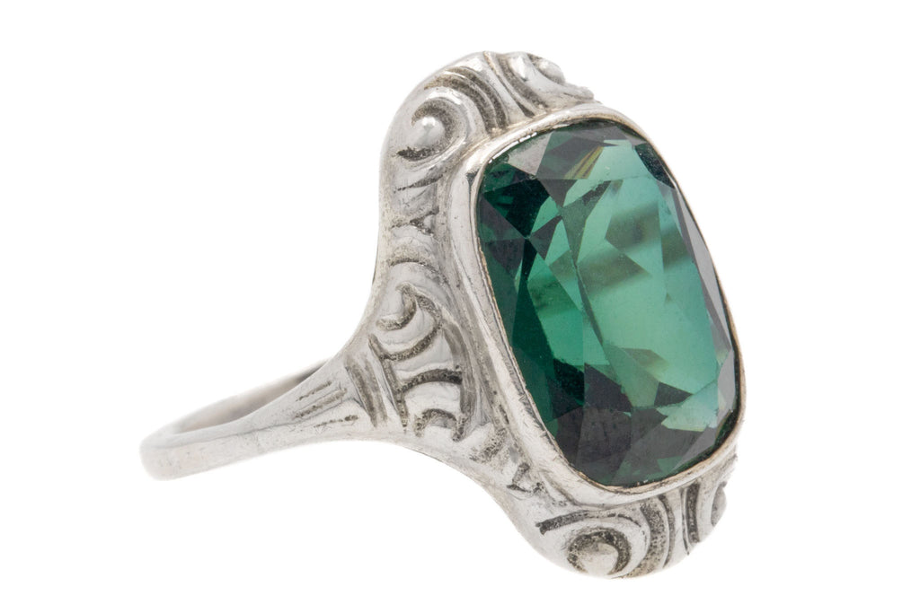 Silver Art Deco Synthetic Spinel Ring, 6.50ct