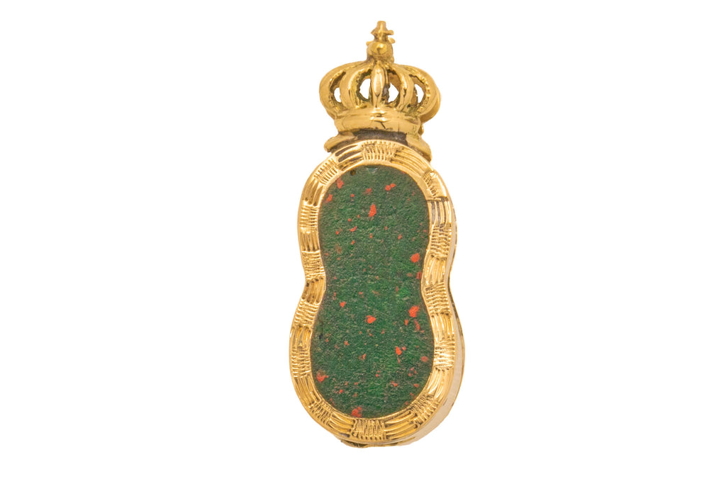 Victorian 9ct Gold Bloodstone Lucky Bean Crown Charm