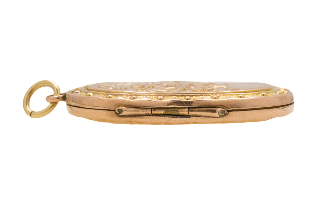 Edwardian 9ct Gold Oval Engraved "Forget-Me-Not" Locket