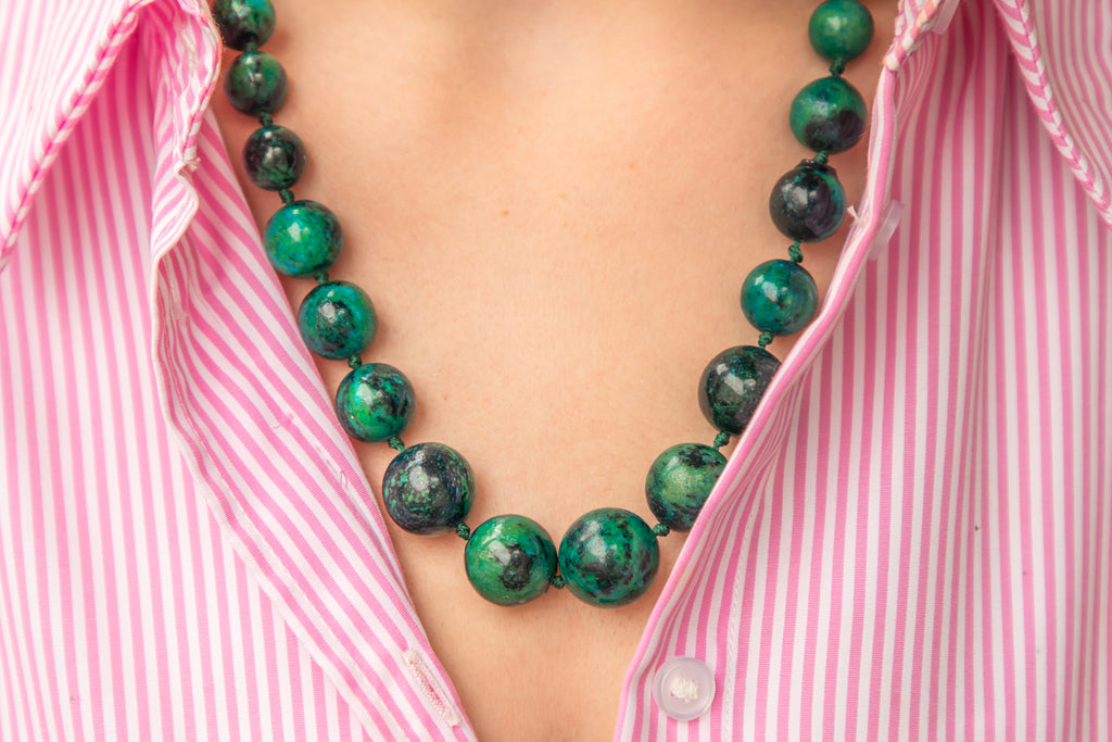 20" Antique Zoisite Beaded Necklace