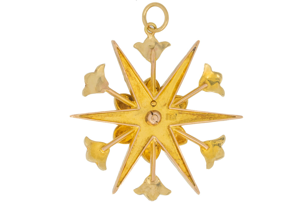 Antique 15ct Gold Pearl 'Starburst' Pendant